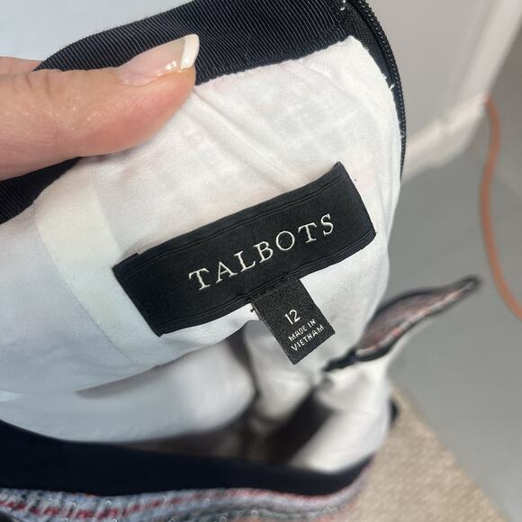 Talbots Skirt size 12 Orange Blue Red Tweed Plaid Pencil Knee Career Church - Picture 7 of 7